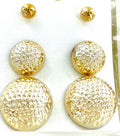 Wholesale Stud Earrings by the Dozen - 3 Pair Gold Button