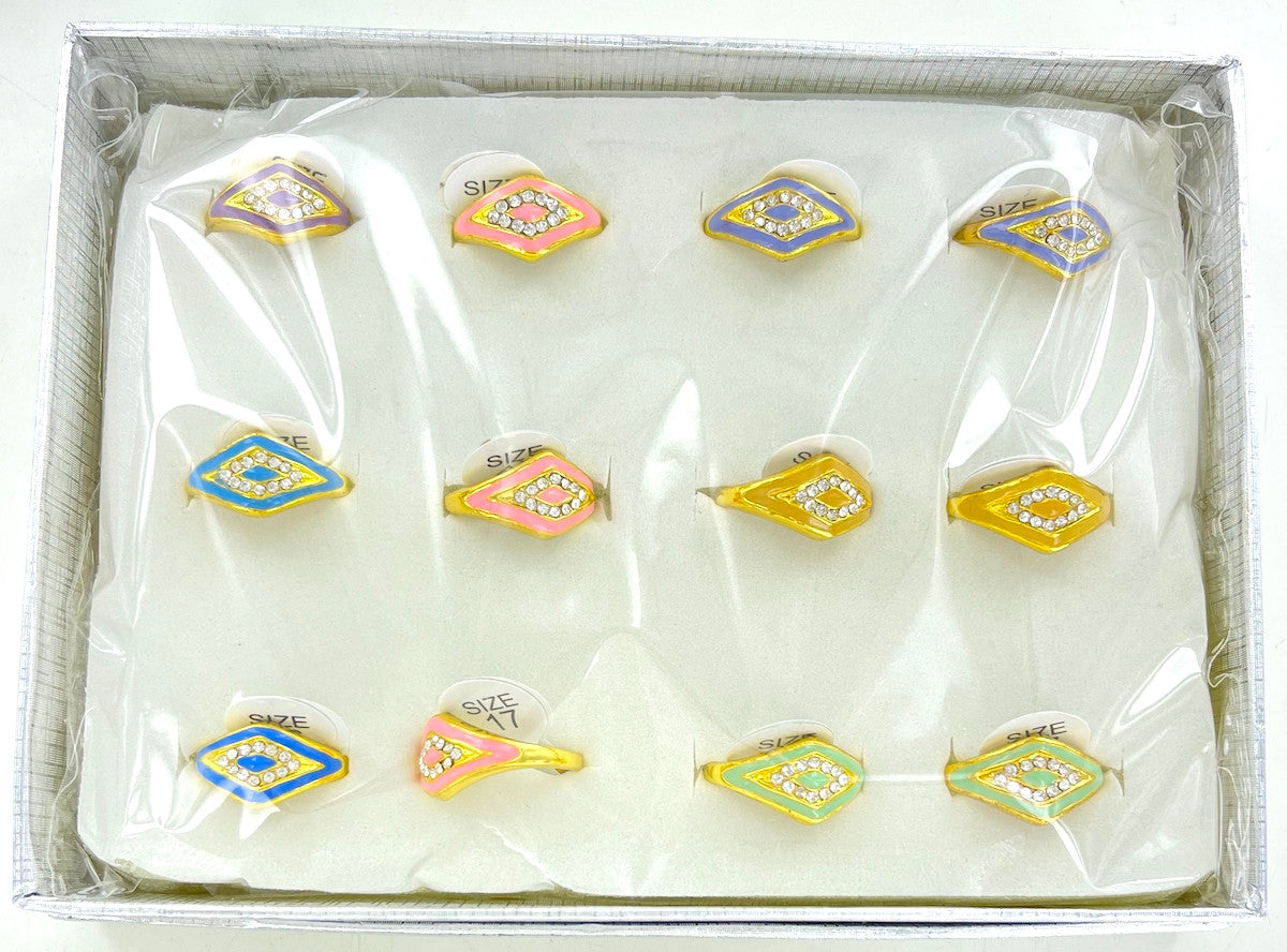 Wholesale Bright Eyes Enamel Rings by the Dozen