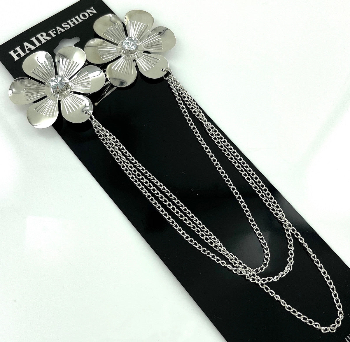 Wholesale Metal Hair Clips by the Dozen - Large Silver Flowers