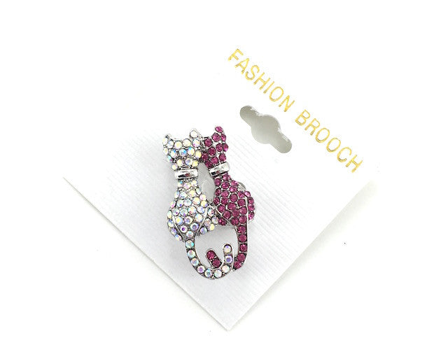 Wholesale Crystal Kitty Cats Pin