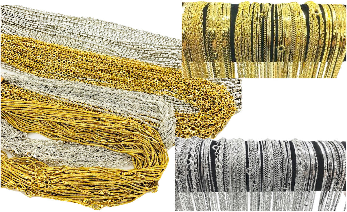 Closeout Plated Chain Necklaces in Assorted Lengths - 100 Pieces