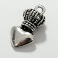 Zinc Alloy Heart Crown Charm